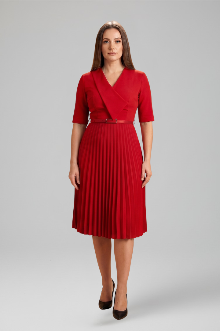 Women's Midi Dress with Asymmetrical Neckline for Cocktail Events