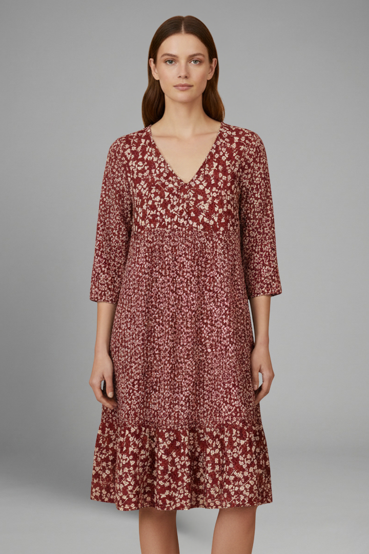 Women’s Midi Dress with Structured Fit and Plain Surface
