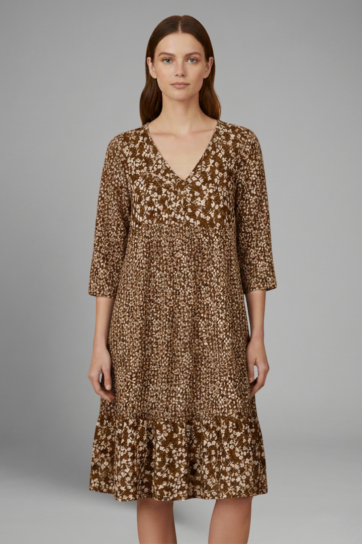 Women’s Midi Dress with Structured Fit and Plain Surface