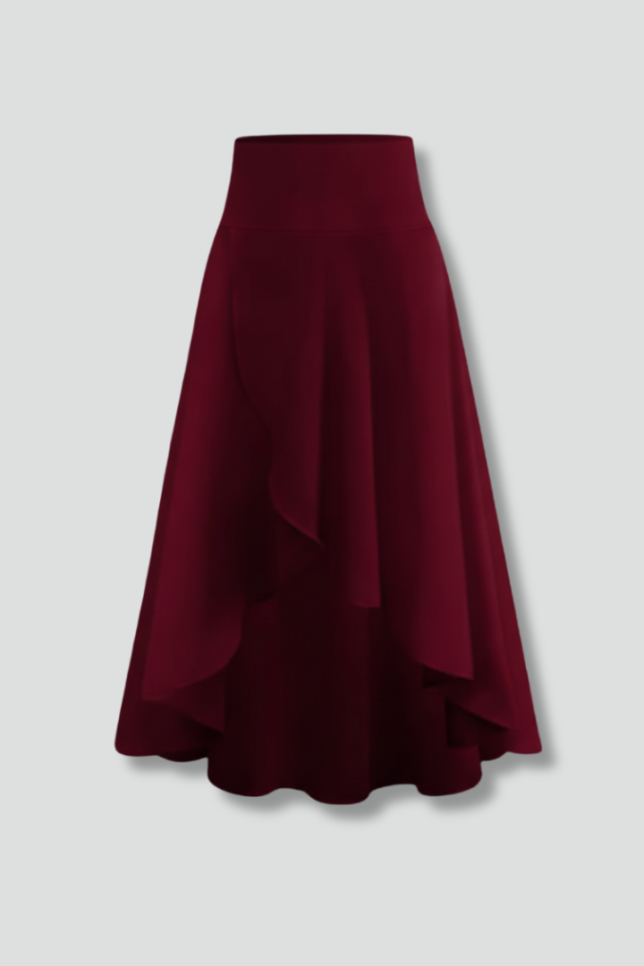 Women’s Midi Skirt with Layered Hem and High Waist