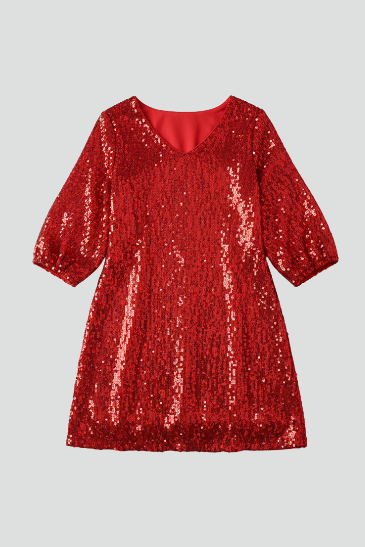 Women’s Mini Dress with Round Neck and Long Sleeves