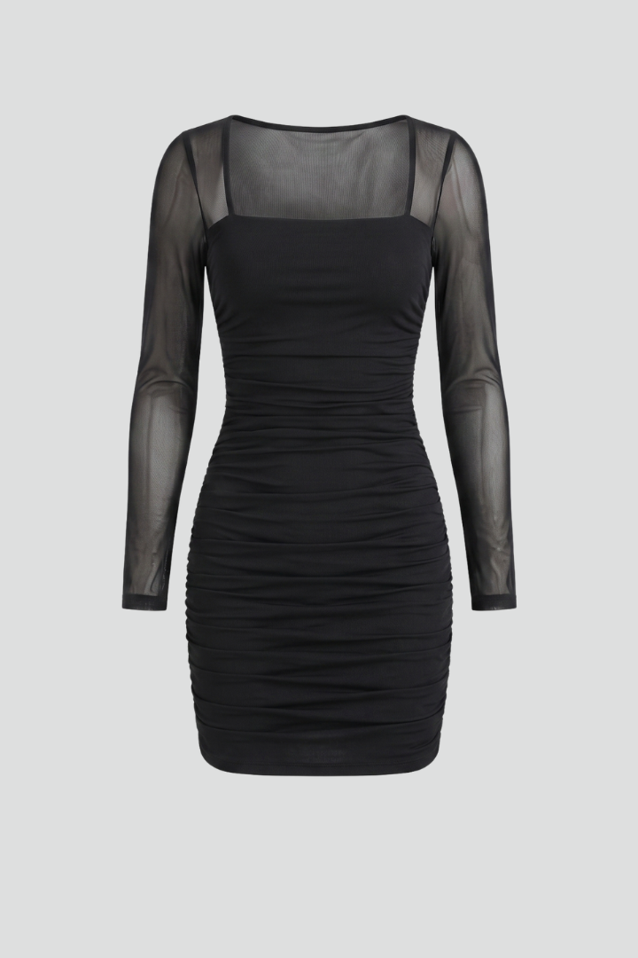 Women's Mini Dress with Square Neckline for All-Season Wear