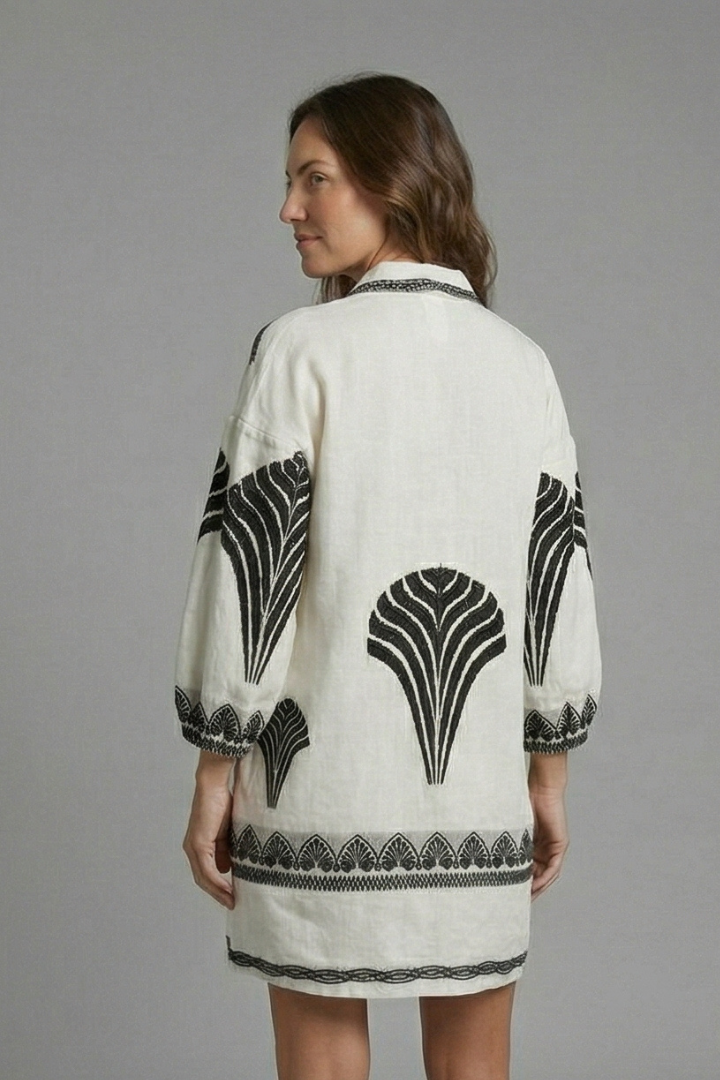 Women’s Mini Dress with V-Neck and Long Sleeves