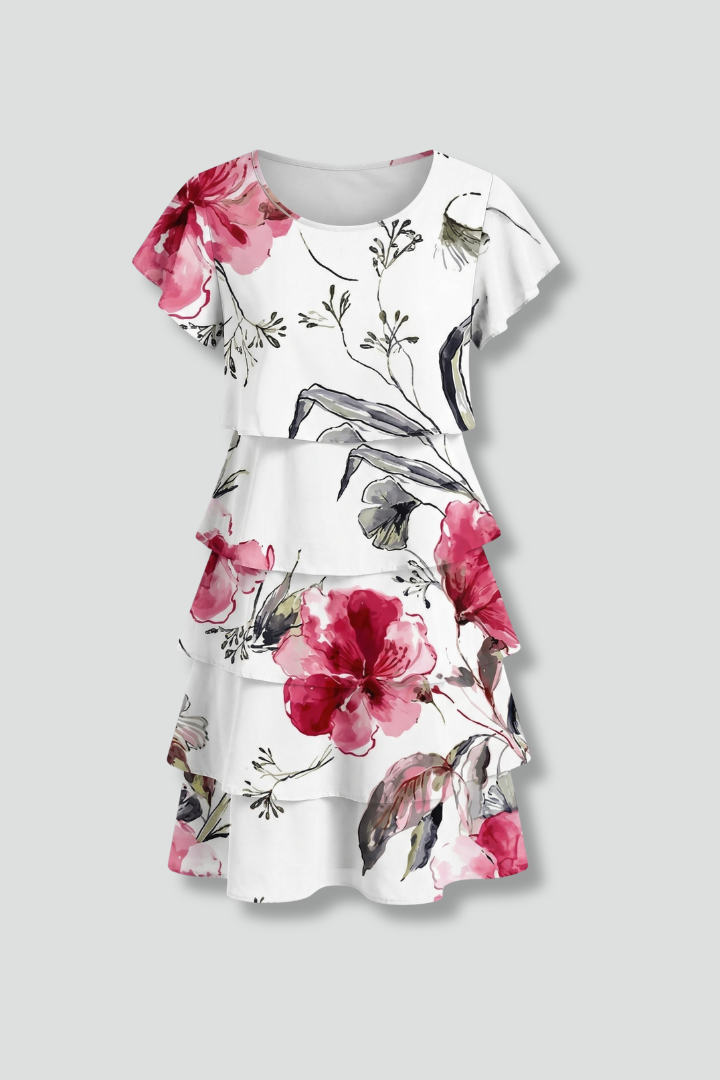 Women’s Mini Dress with V-Neck and Ruffle Hem