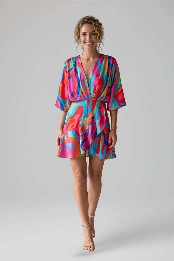 Women's Mini Dress with V-Neck for Summer