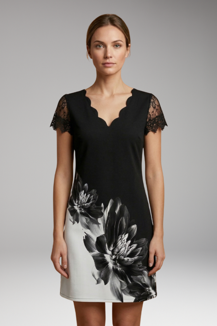 Women’s Mini Dress with V Neckline and Short Sleeves