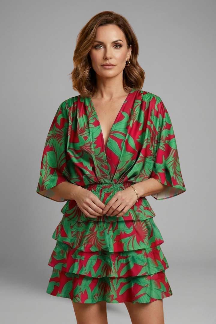 Women’s Mini Dress with Wrap Front and Ruffle Skirt