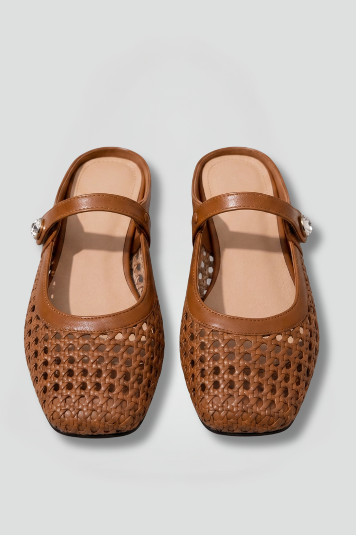Women's Mules Shoes with Woven Upper for Spring