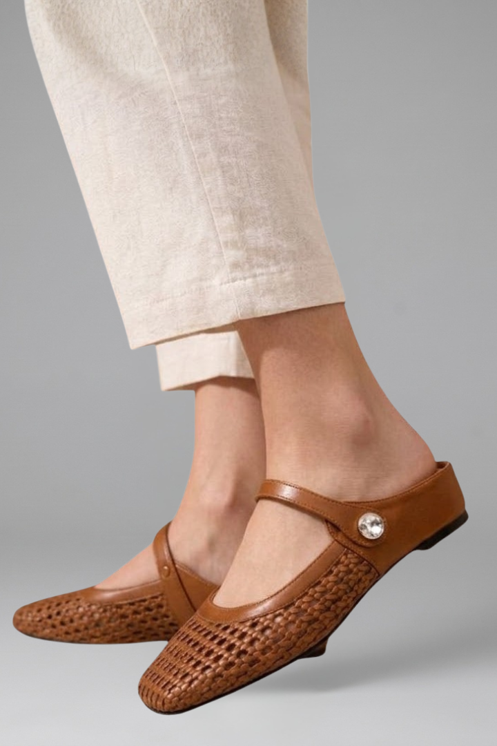Women's Mules Shoes with Woven Upper for Spring