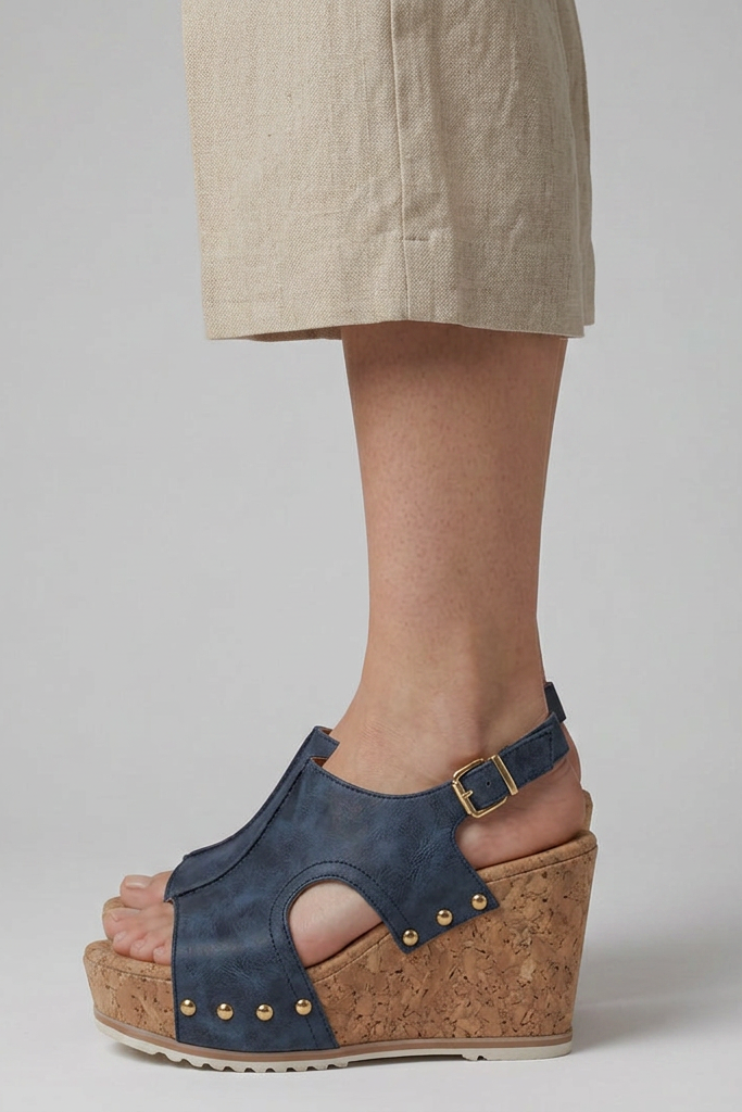 Women's Open-Toe Platform Wedge Sandals with Adjustable Buckle Strap