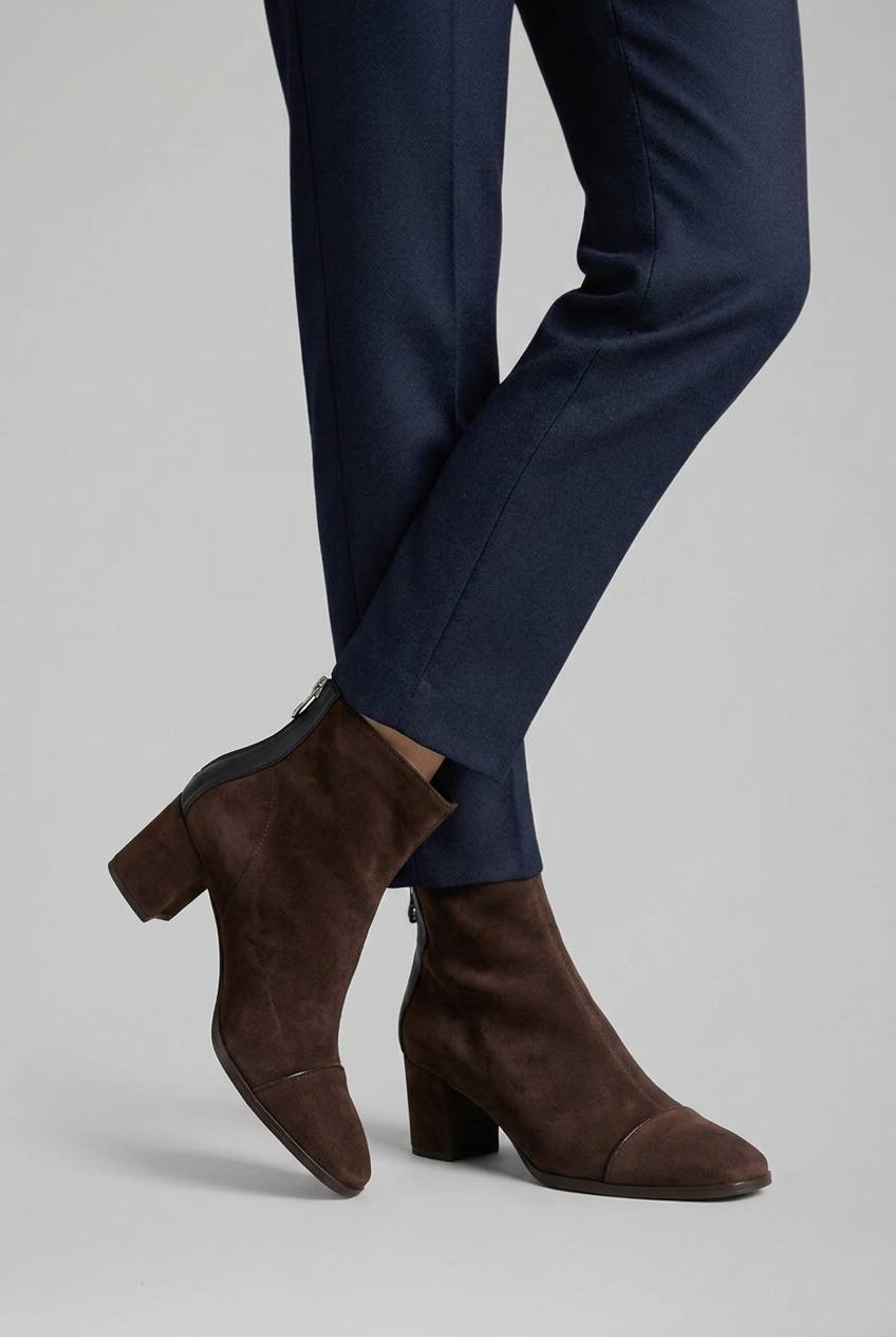Women's Orthopaedic Heeled Boots with Block Heel for All-Day Comfort