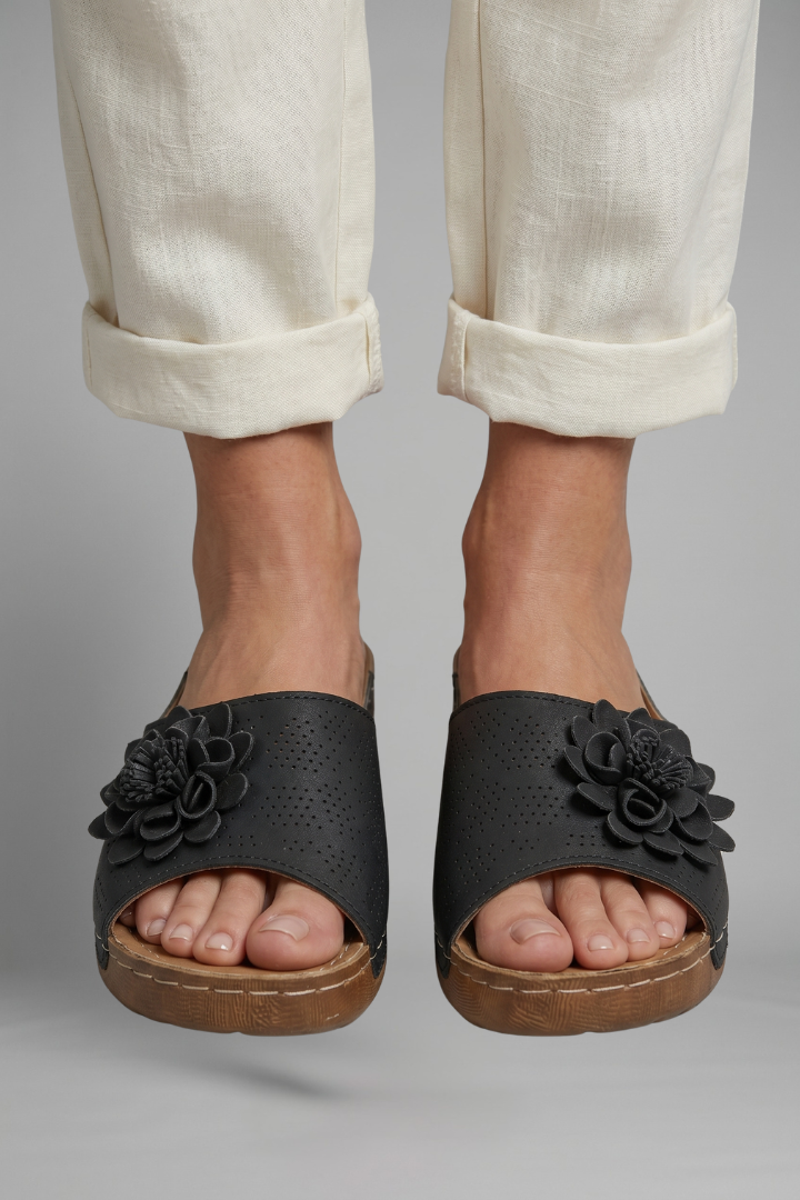 Women's Orthopaedic Sandals with Floral Applique for Summer