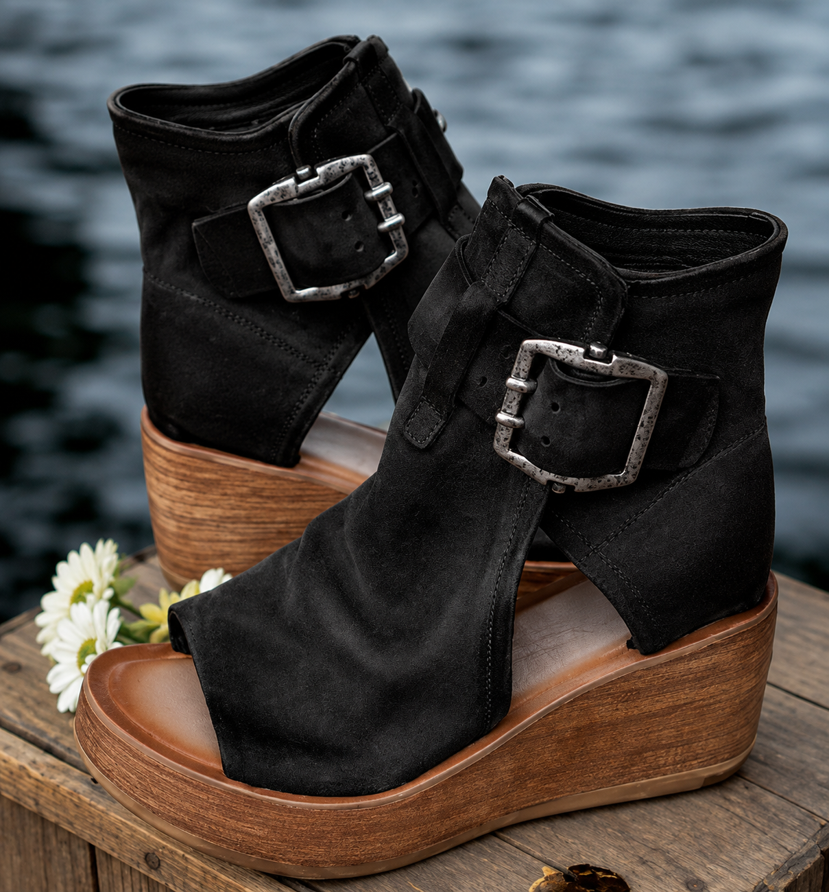 Women's Orthopaedic Wedge Sandals with Buckle and Cushioned Insole