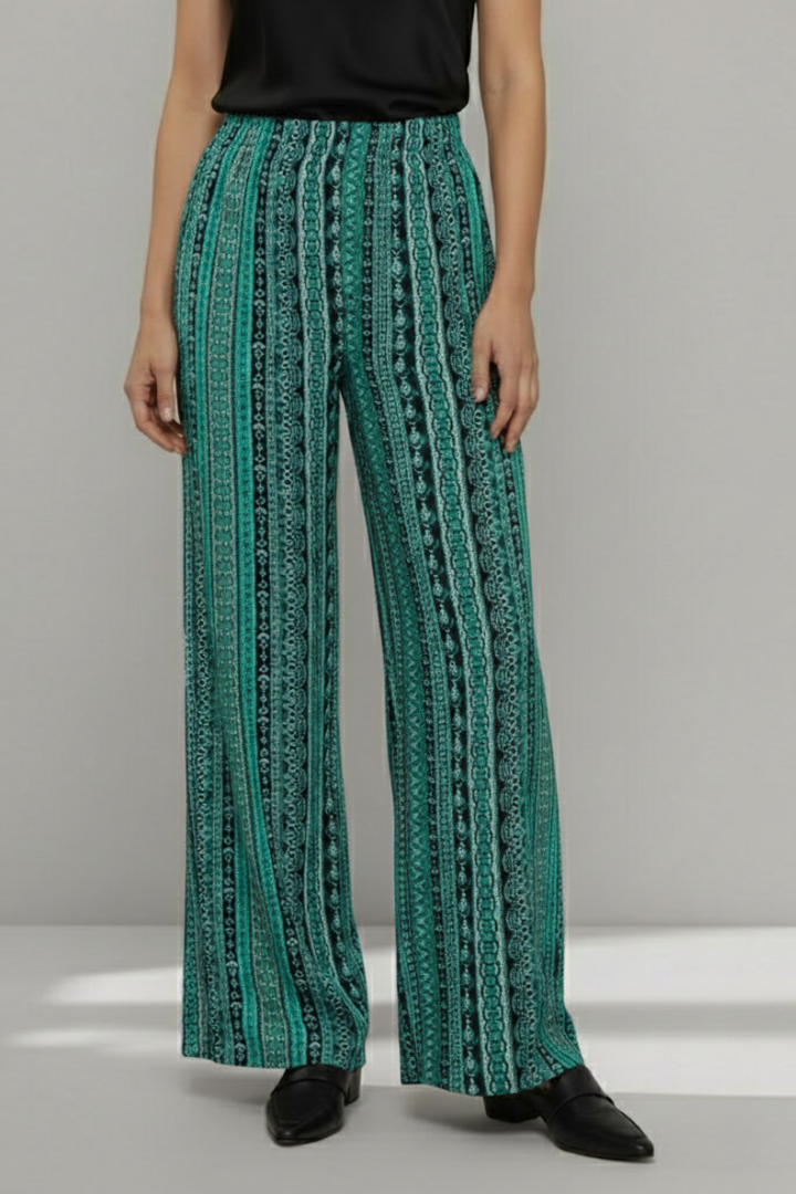Women’s Palazzo Trousers with Elastic Waist and Graphic Pattern
