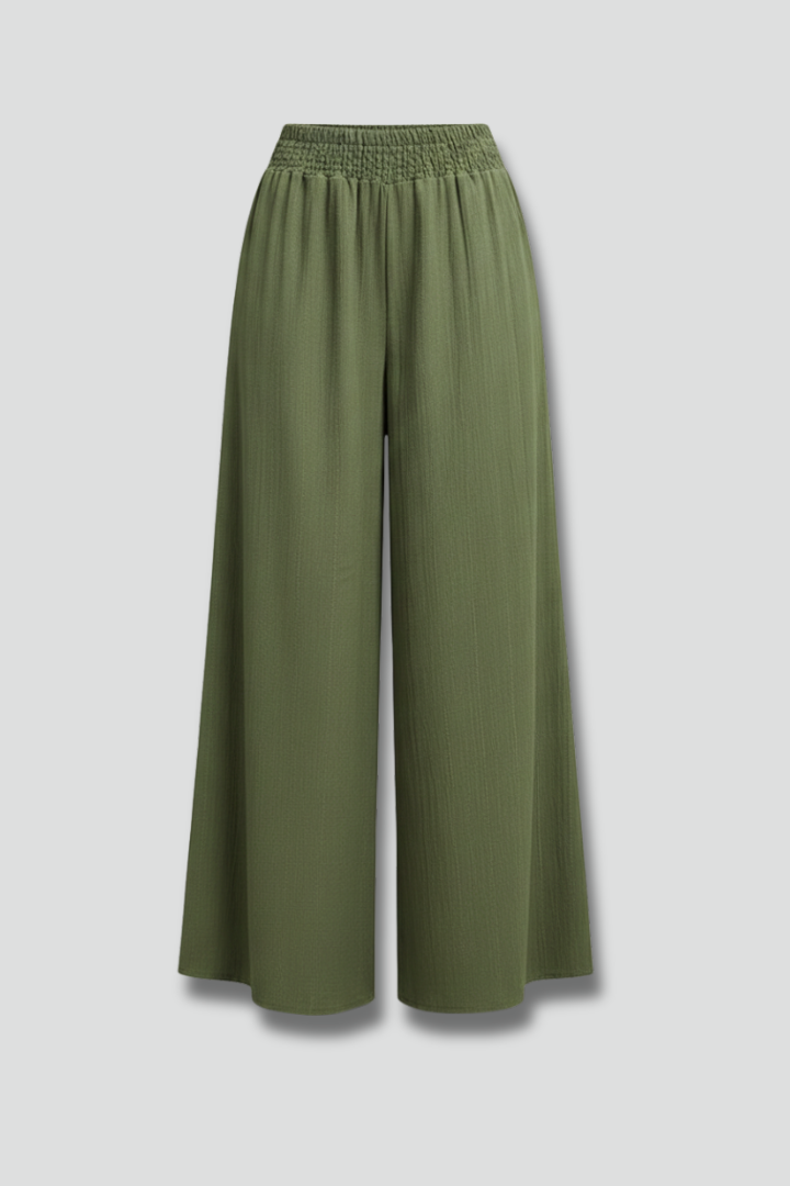 Women’s Palazzo Trousers with Elastic Waist and Wide Legs