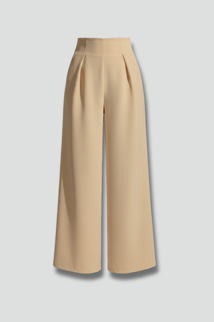 Women’s Palazzo Trousers with High Waist and Front Pleats