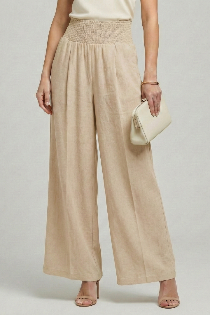 Women’s Palazzo Trousers with High Waist and Pleats