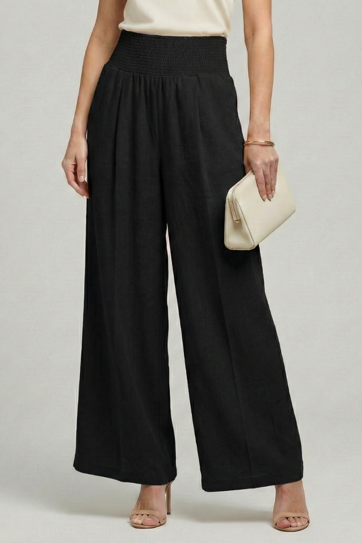 Women’s Palazzo Trousers with High Waist and Pleats