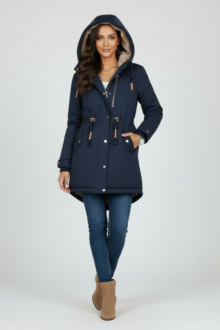Women’s Parka with Hooded Design and Outer Layer Finish