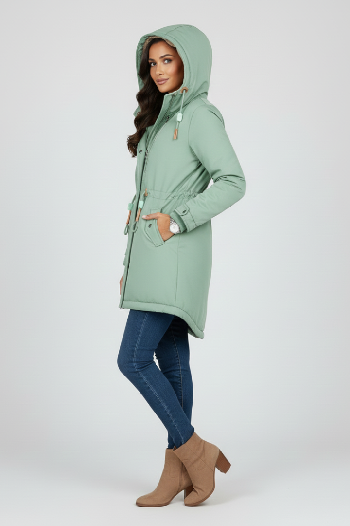 Women’s Parka with Hooded Design and Outer Layer Finish