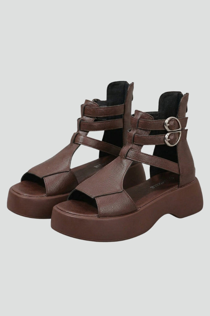 Women's Platform Sandals with Ankle Strap and Cushioned Sole