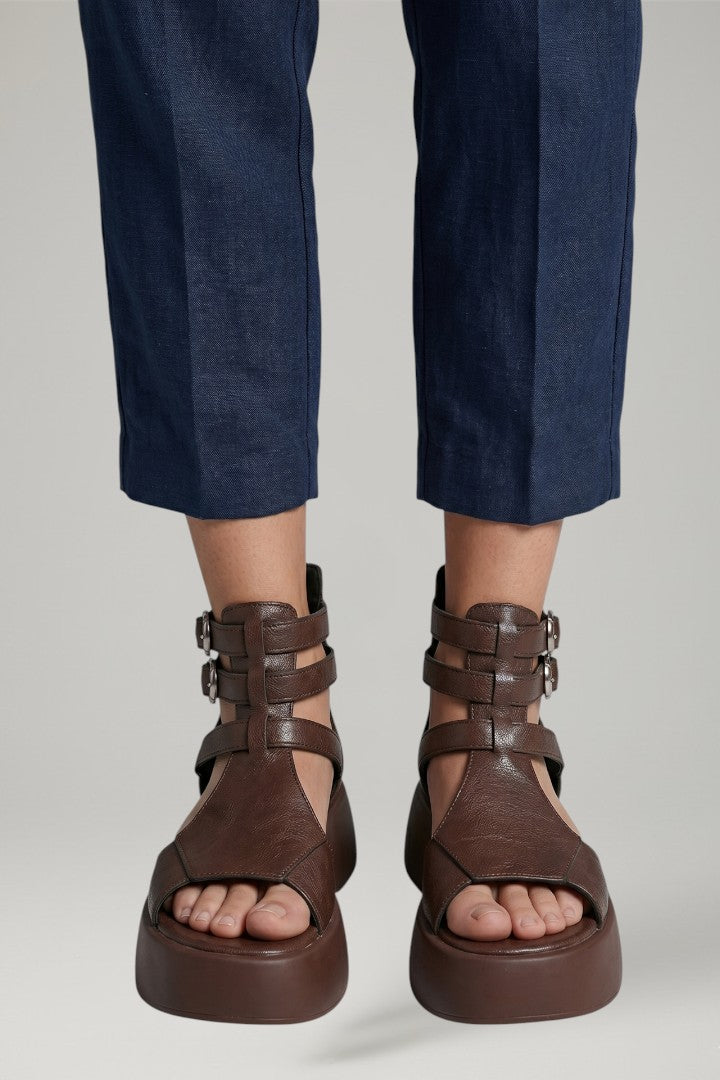 Women's Platform Sandals with Ankle Strap and Cushioned Sole
