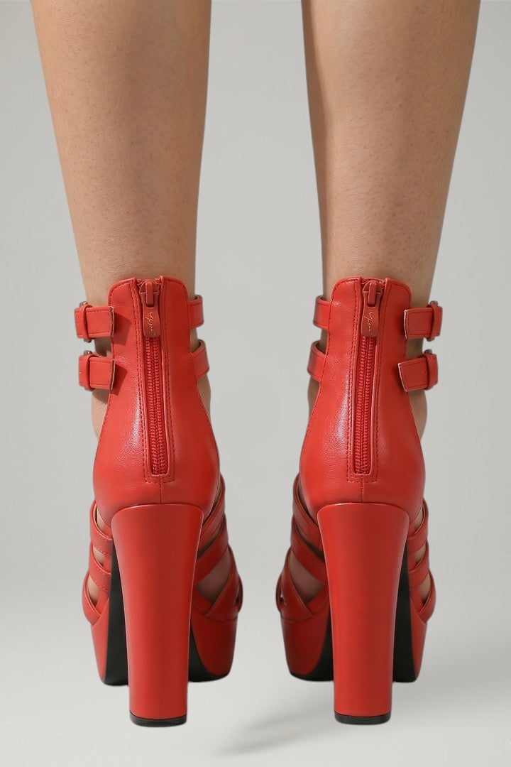 Women's Platform Sandals with Leather Upper and Cushioned Insole