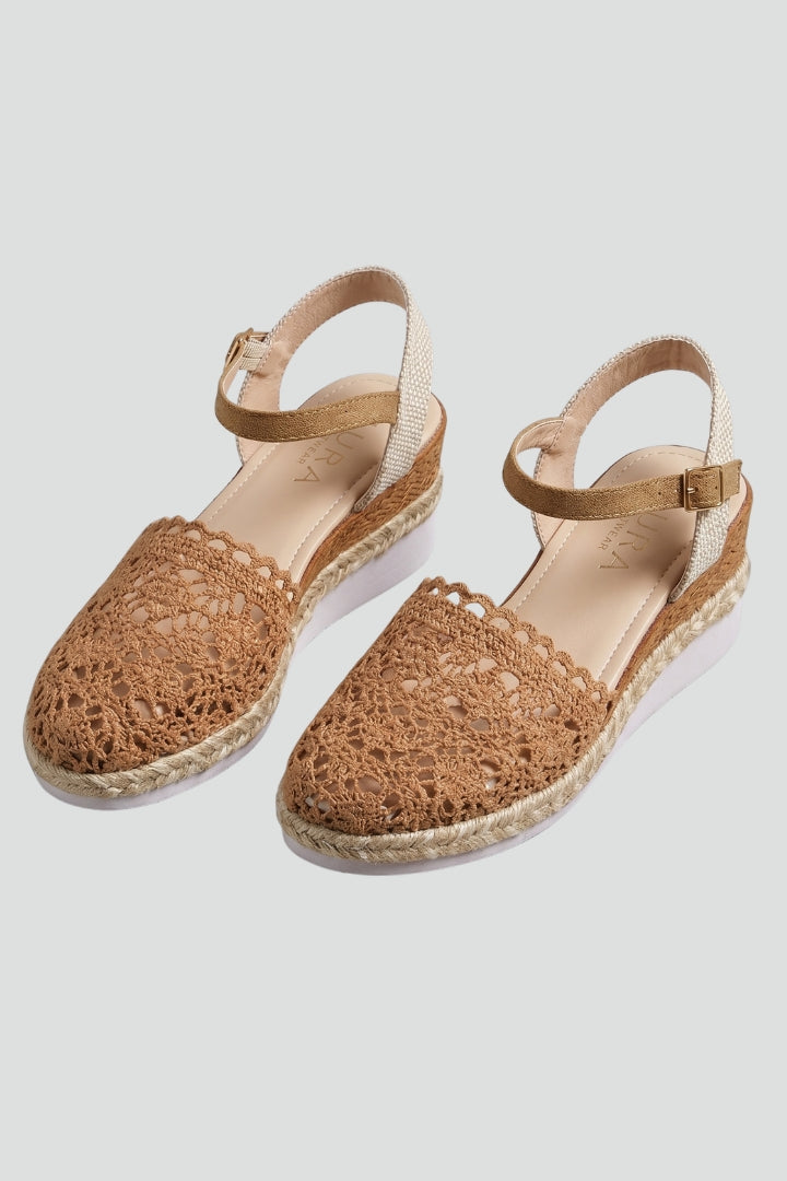 Women's Platform Sandals with Woven Upper and Cushioned Sole