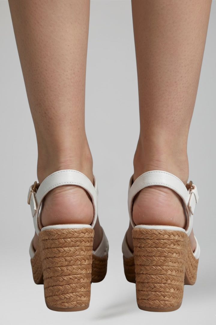 Women's Platform Sandals with Cushioned Sole and Woven Upper