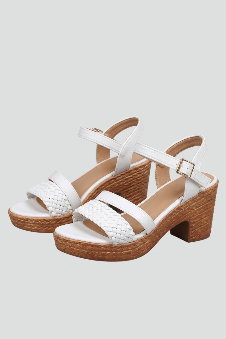 Women's Platform Sandals with Cushioned Sole and Woven Upper