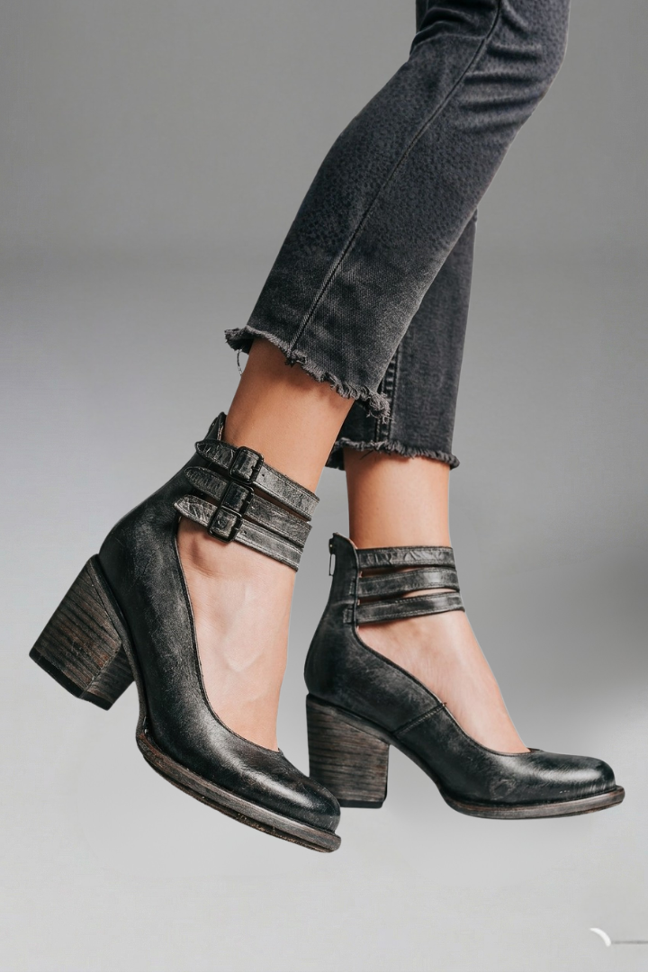 Women’s Sandal Heels with Ankle Strap and Block Heel