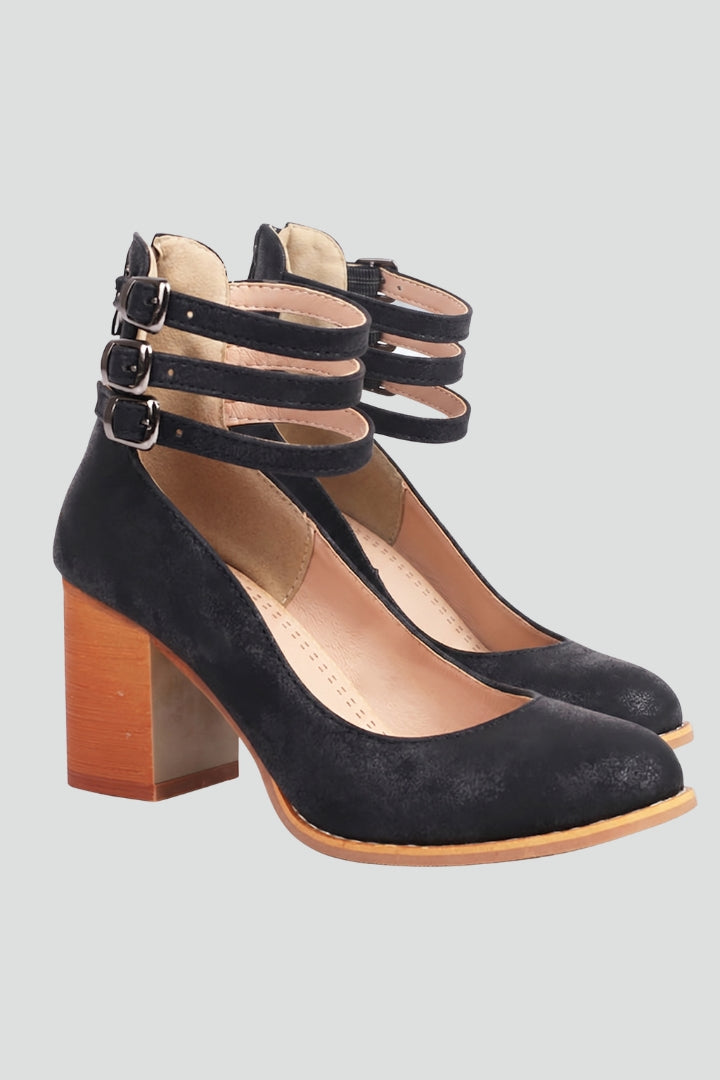 Women's Sandals with Ankle Strap and Block Heel
