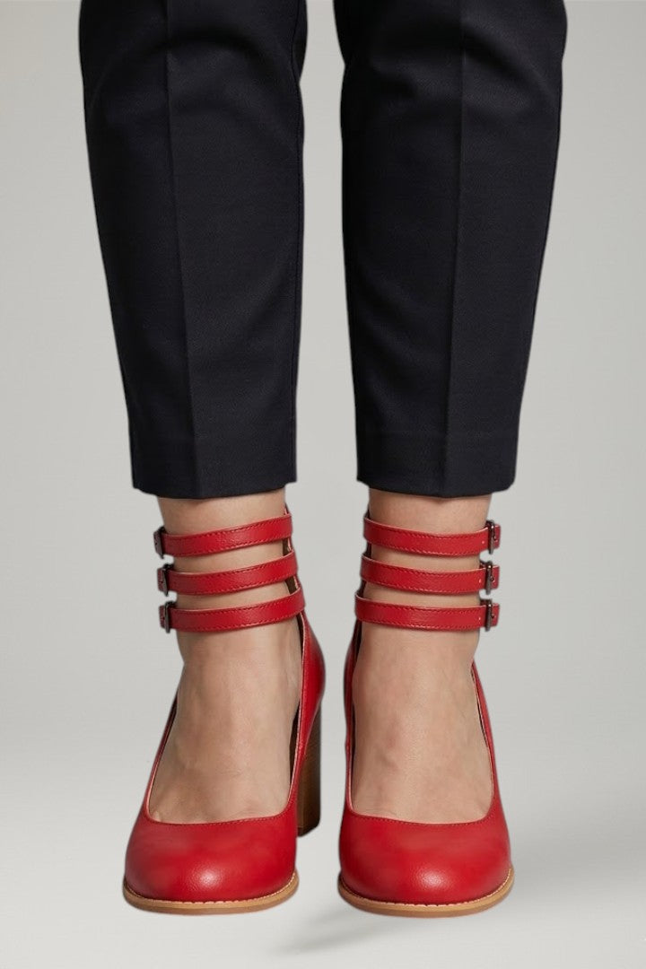 Women's Sandals with Ankle Strap and Block Heel