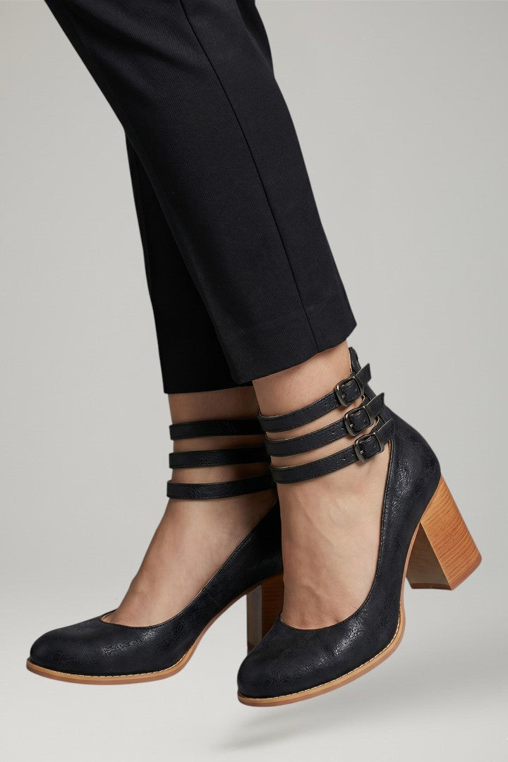 Women's Sandals with Ankle Strap and Block Heel