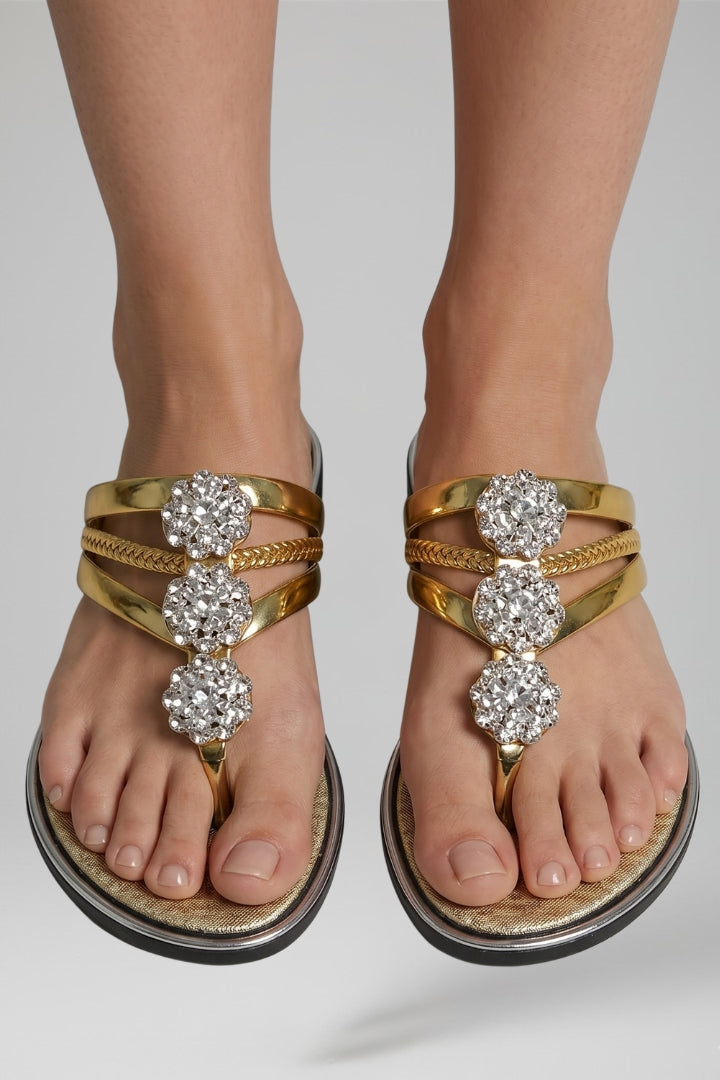 Women's Sandals with Embellished Straps and Cushioned Footbed