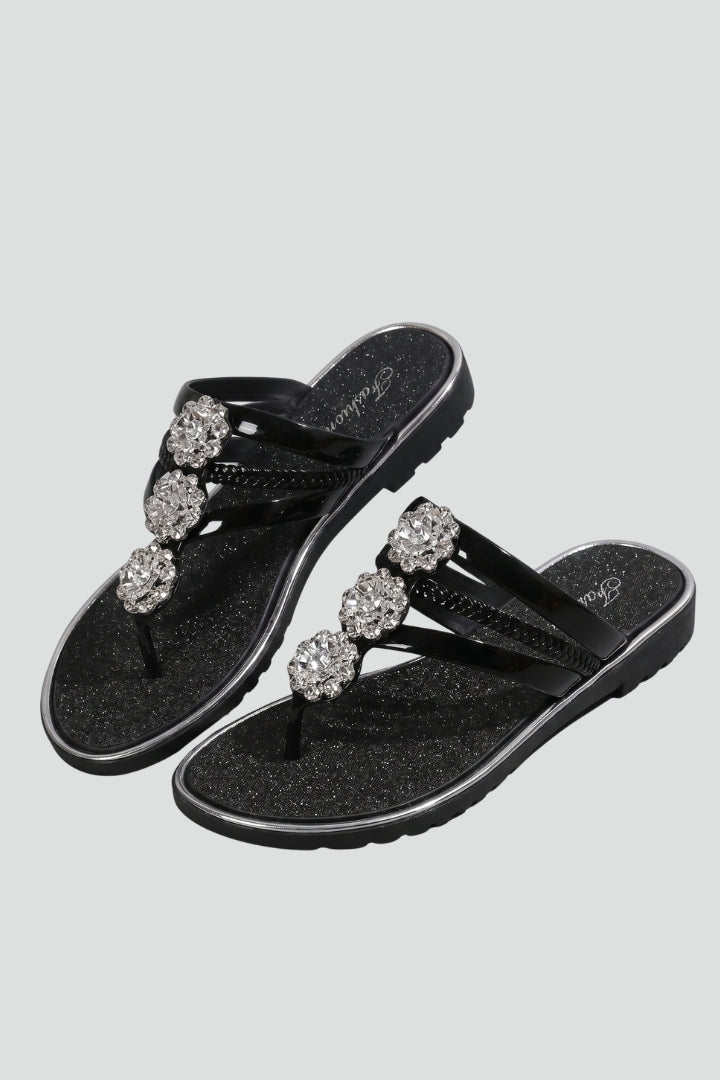 Women's Sandals with Embellished Straps and Cushioned Footbed