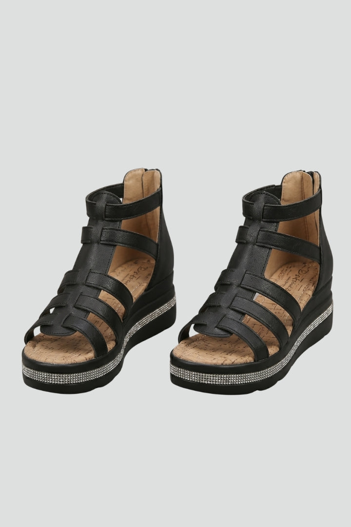 Women's Sandals with Rhinestone Detail and Adjustable Straps