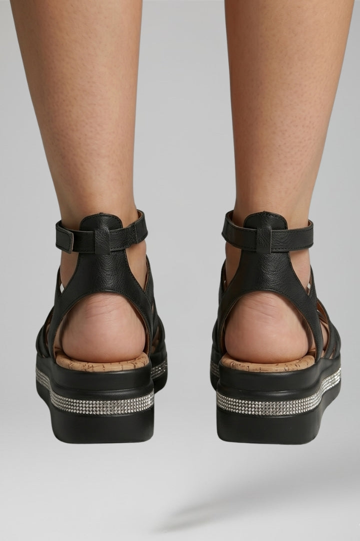 Women's Sandals with Rhinestone Detail and Adjustable Straps