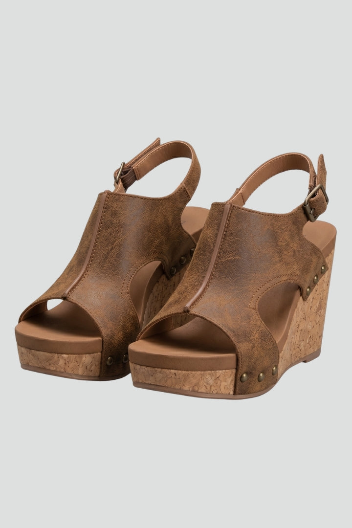 Women's Sandals with Suede Upper and Wedge Heel