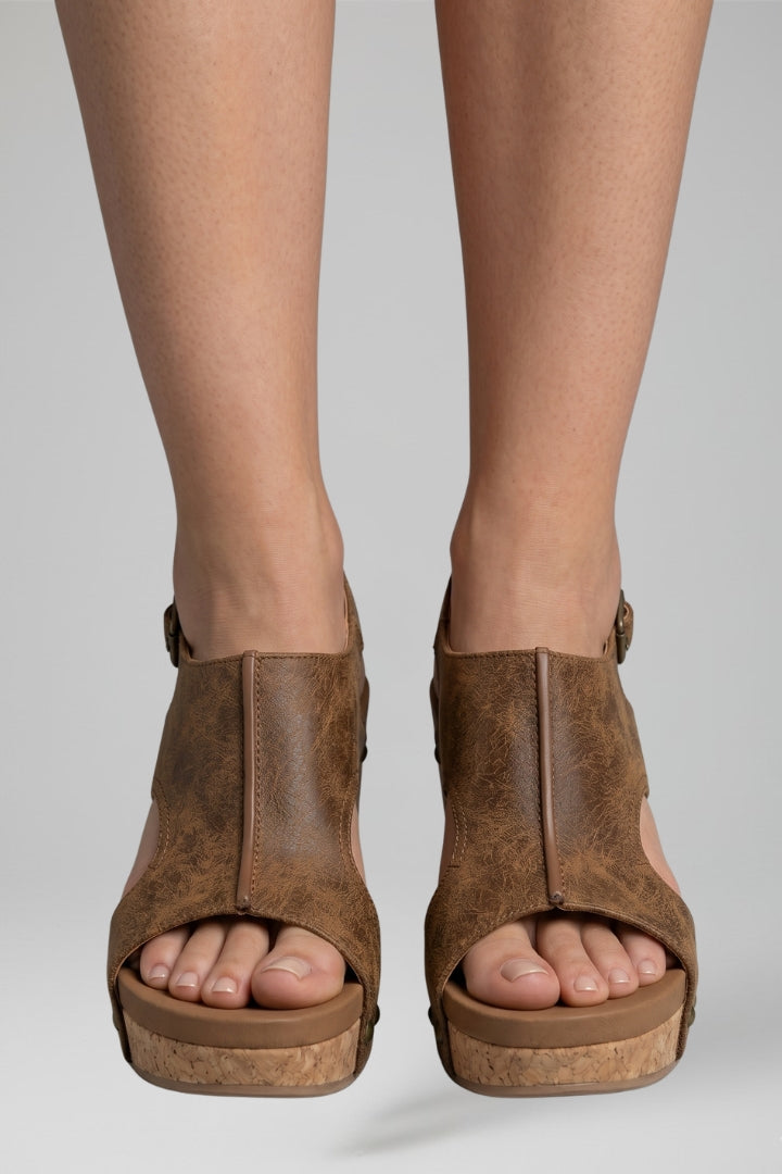 Women's Sandals with Suede Upper and Wedge Heel