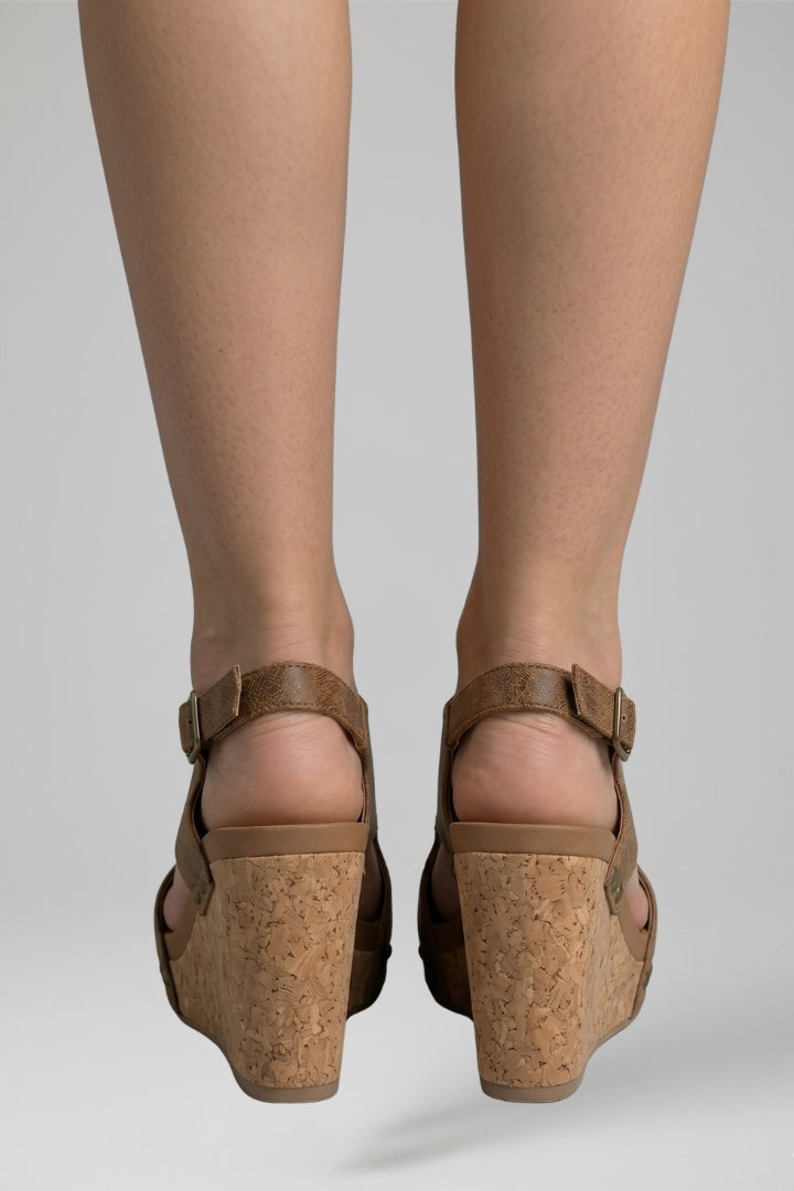 Women's Sandals with Suede Upper and Wedge Heel