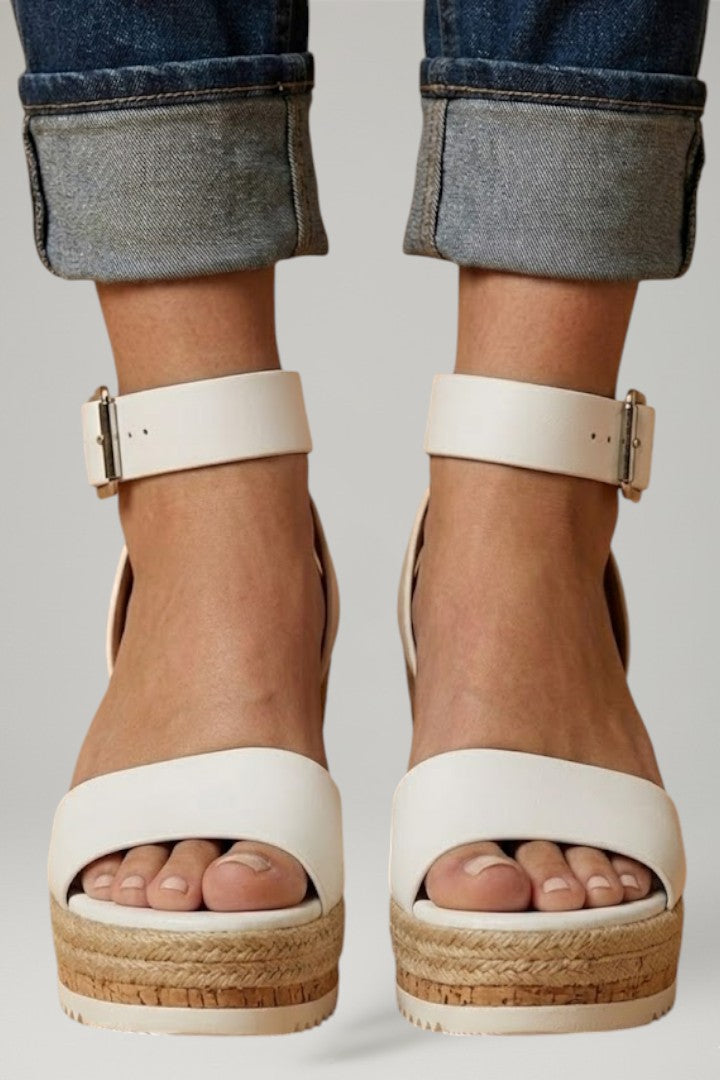 Women's Sandals with Wedge Heel and Strap Fastening