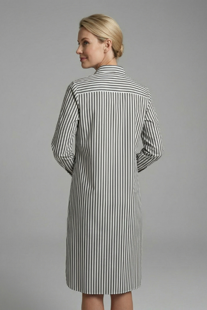 Women’s Shirt Dress with Button Fastening and Long Sleeves