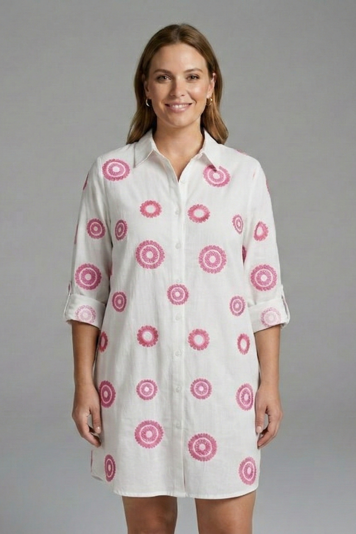 Women’s Shirt Dress with Collar and Long Sleeves