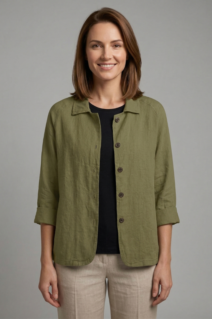 Women’s Shirt with Button Fastening and Long Sleeves