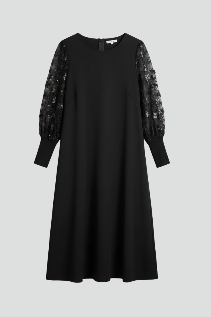 Women’s Short Dress with Lace Sleeves