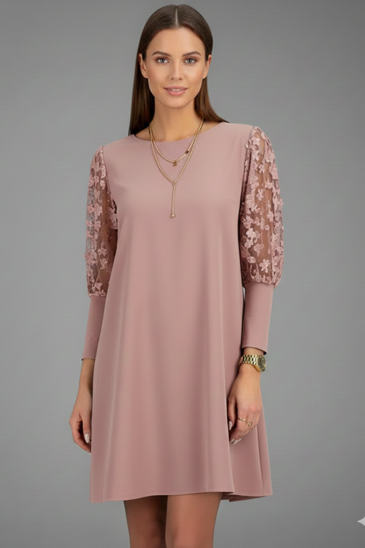 Women’s Short Dress with Lace Sleeves