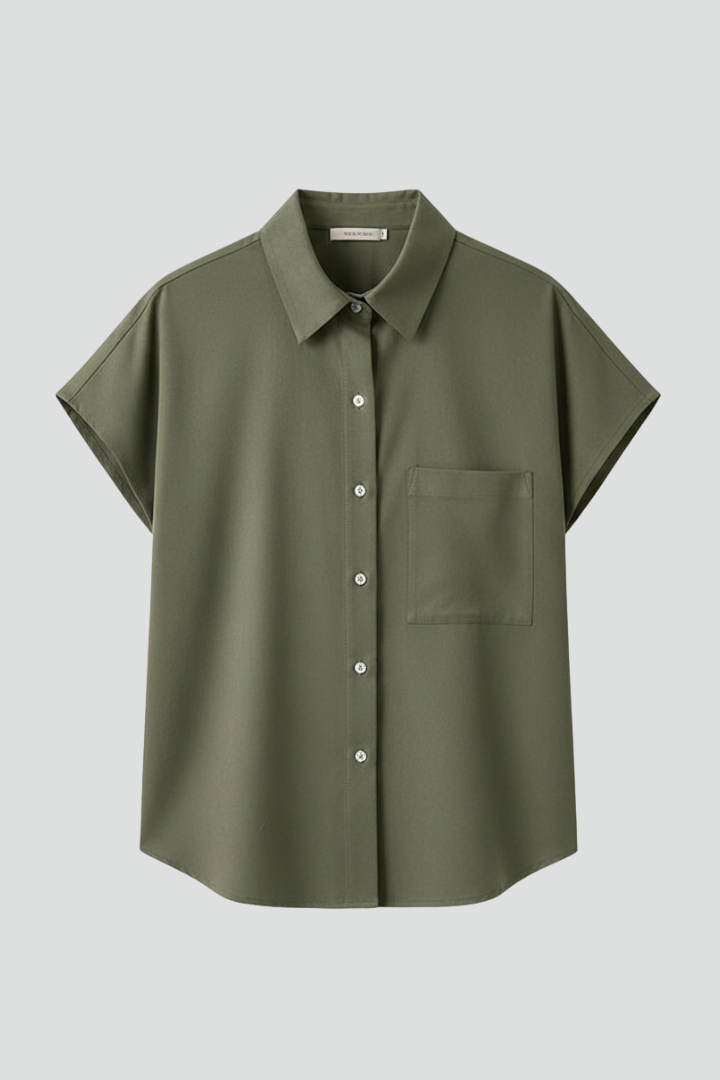 Women’s Short Sleeve Shirt with Buttons and Chest Pocket