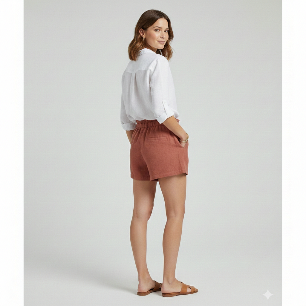 Women’s Shorts with Drawstring Waist and Ruffle Hem