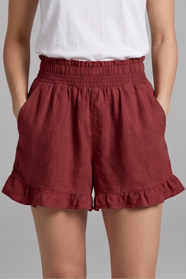 Women's Shorts with Ruffle Hem for Casual Wear